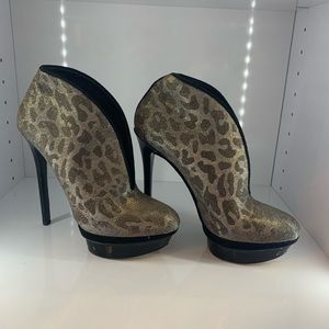 Bryan Atwood glitter animal print booties 37.5